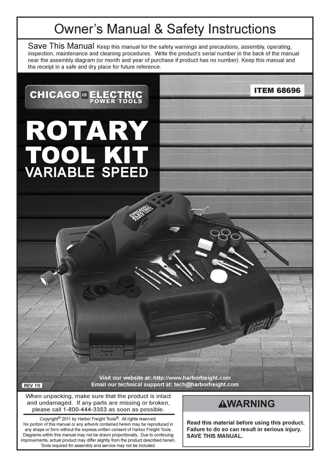 Chicago Electric 68696 owner manual Rotary 