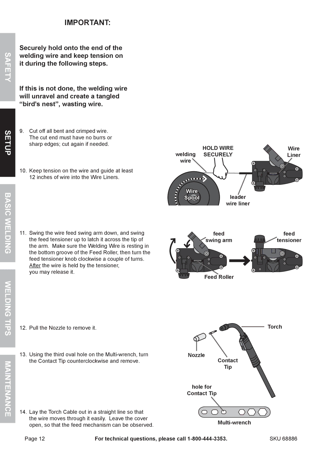 Chicago Electric 68886 owner manual Safety, Hold Wire welding Securely 