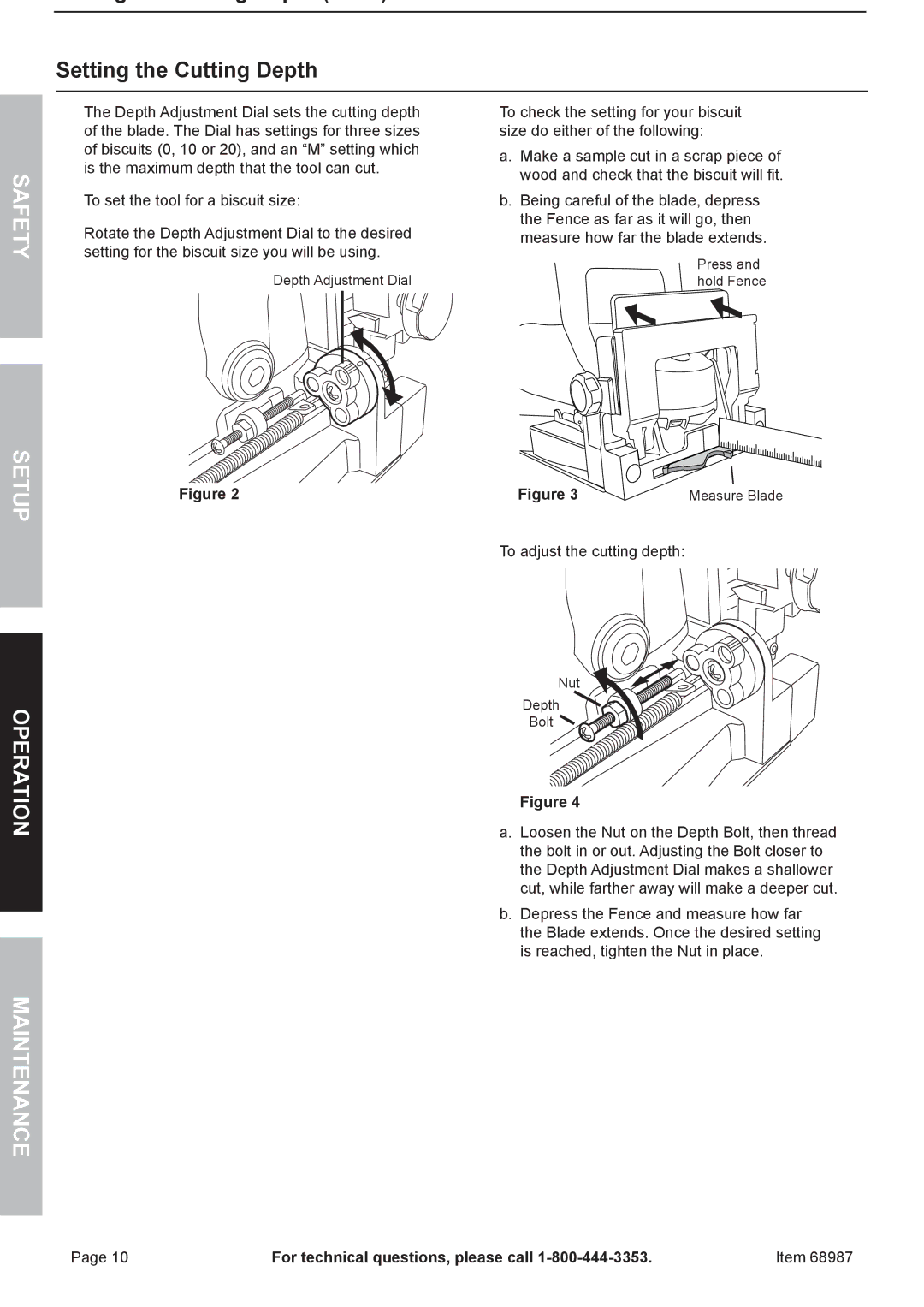 Chicago Electric 68987 owner manual Setting the Cutting Depth 