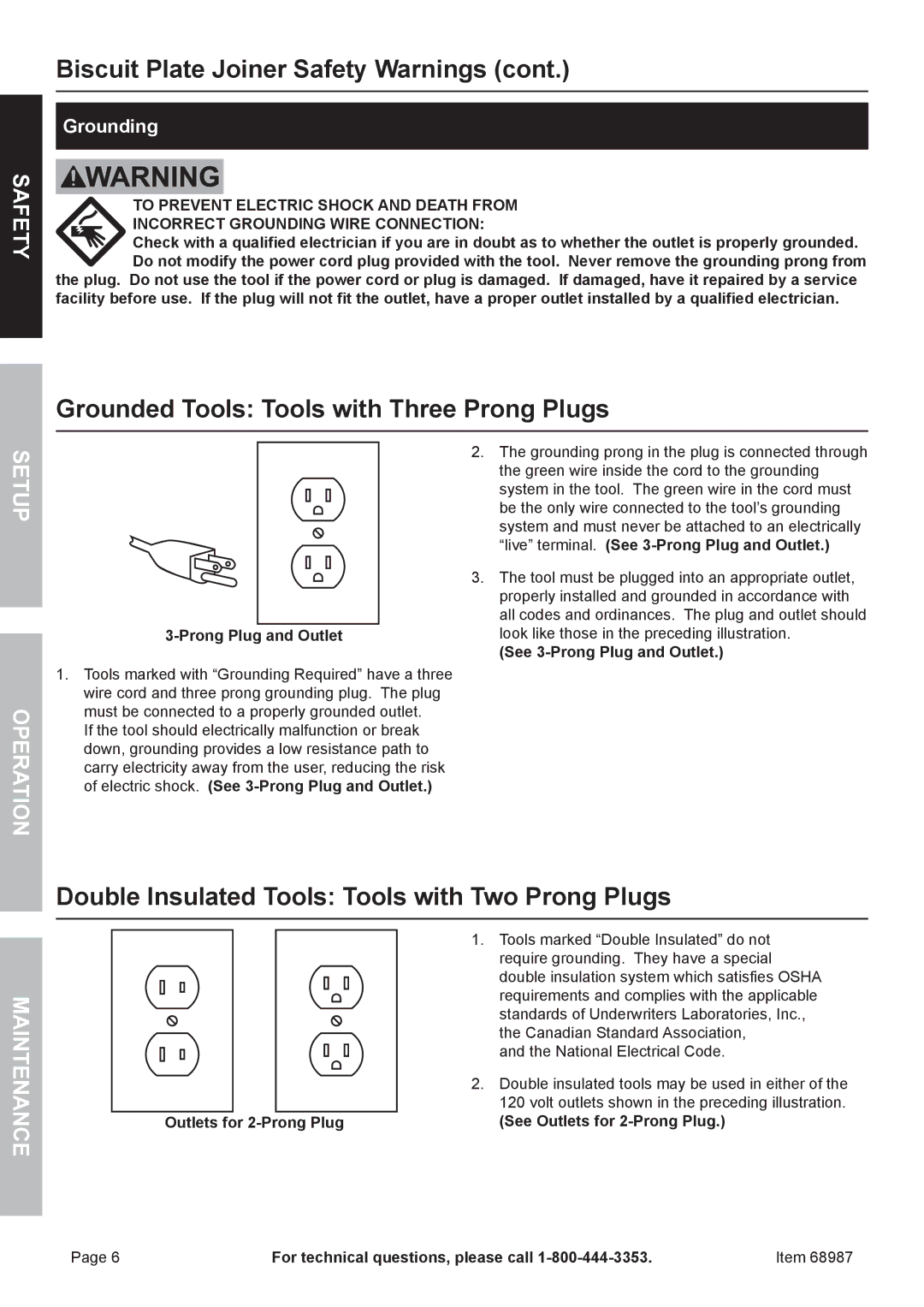 Chicago Electric 68987 Grounded Tools Tools with Three Prong Plugs, Double Insulated Tools Tools with Two Prong Plugs 