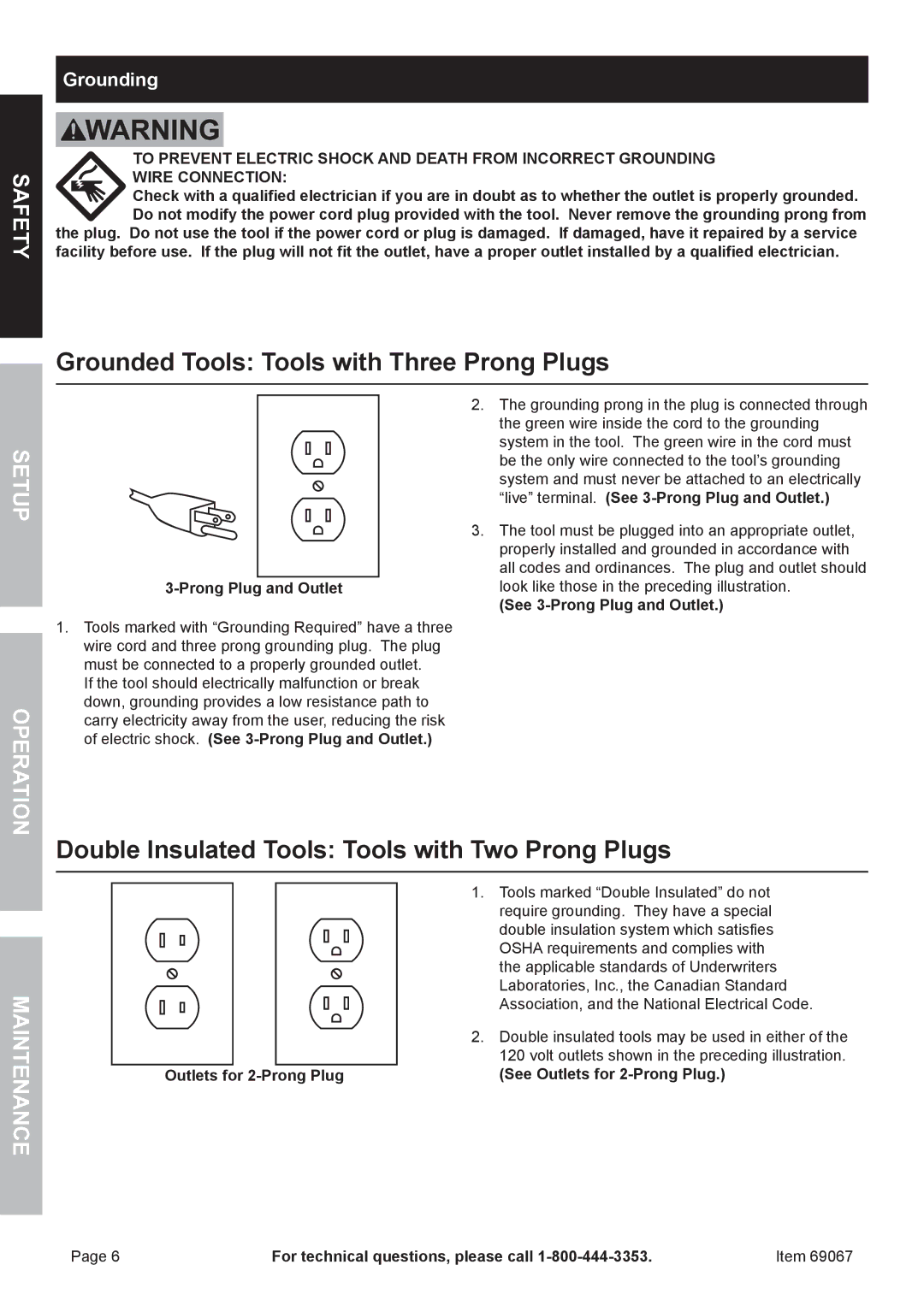 Chicago Electric 69067 Grounded Tools Tools with Three Prong Plugs, Double Insulated Tools Tools with Two Prong Plugs 