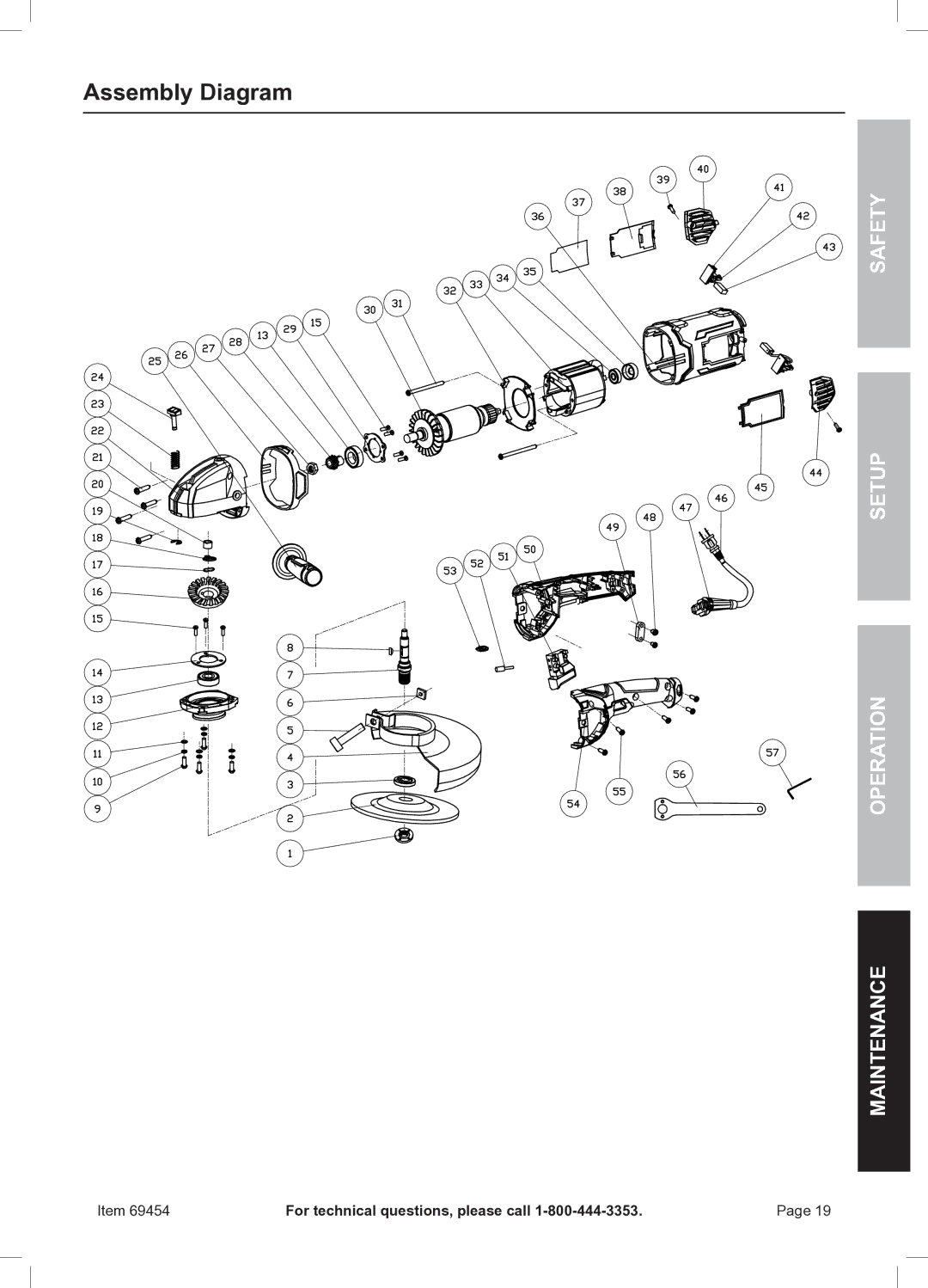 Chicago Electric 69454 owner manual Assembly Diagram 