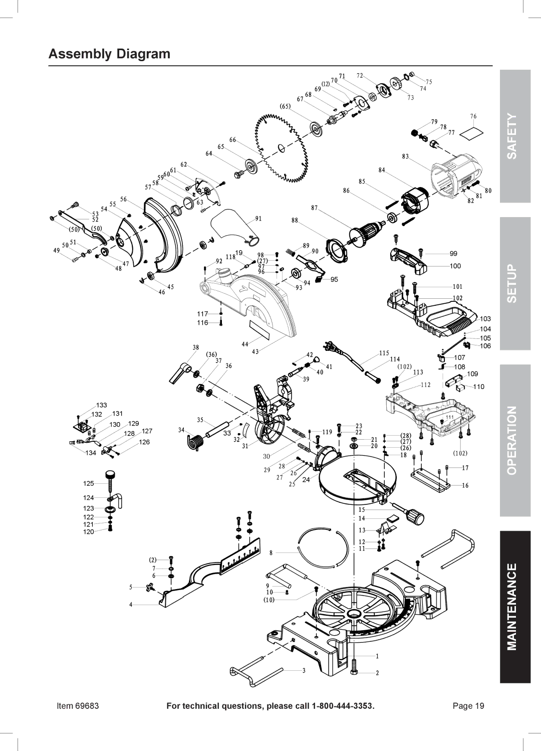 Chicago Electric 69683 owner manual Assembly Diagram 