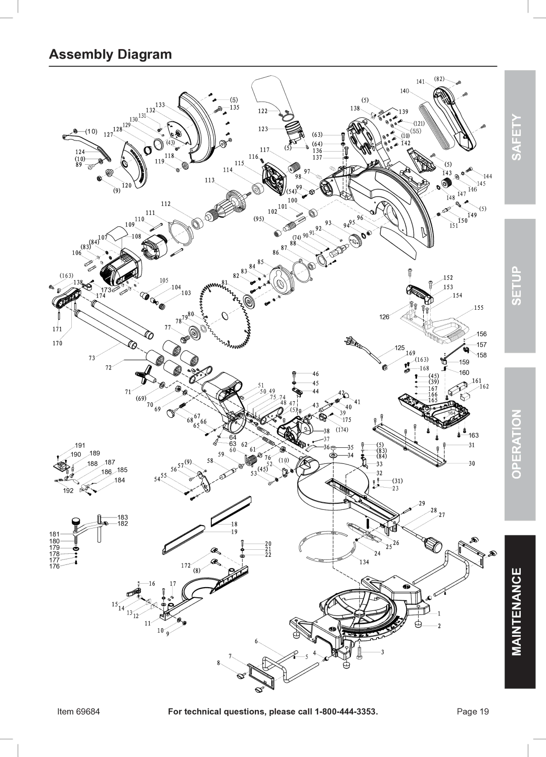 Chicago Electric 69684 owner manual Assembly Diagram 