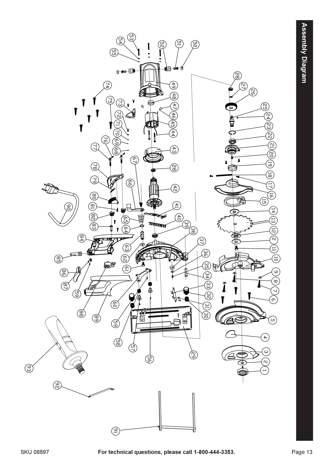 Chicago Electric 8897 manual Assembly Diagram 