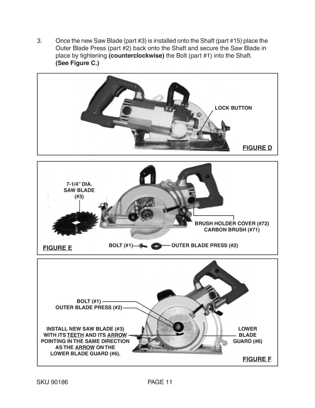 Chicago Electric 90186 operating instructions Figure D 