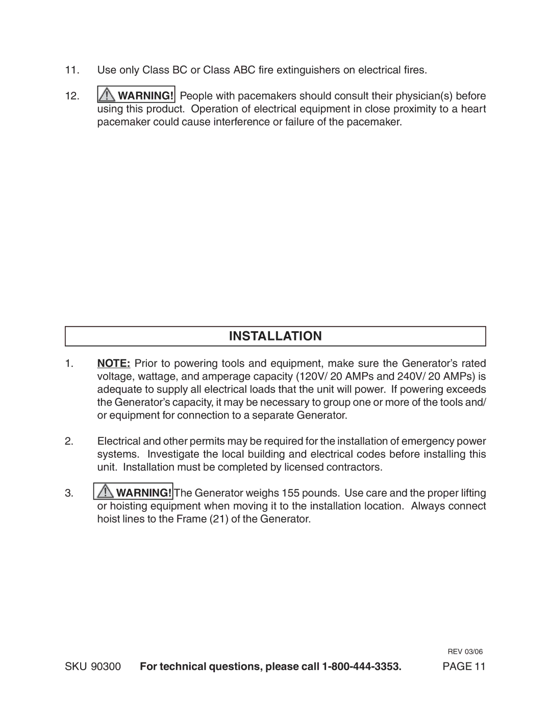 Chicago Electric 90300 manual Installation 