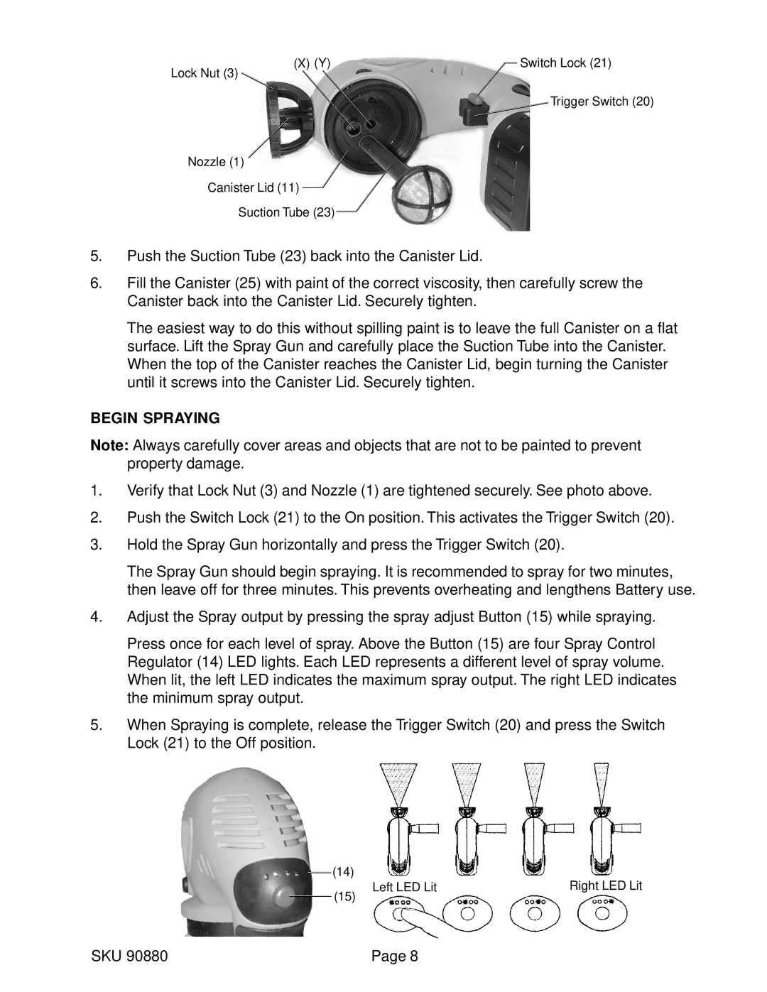 Chicago Electric 90880 operating instructions Begin Spraying 