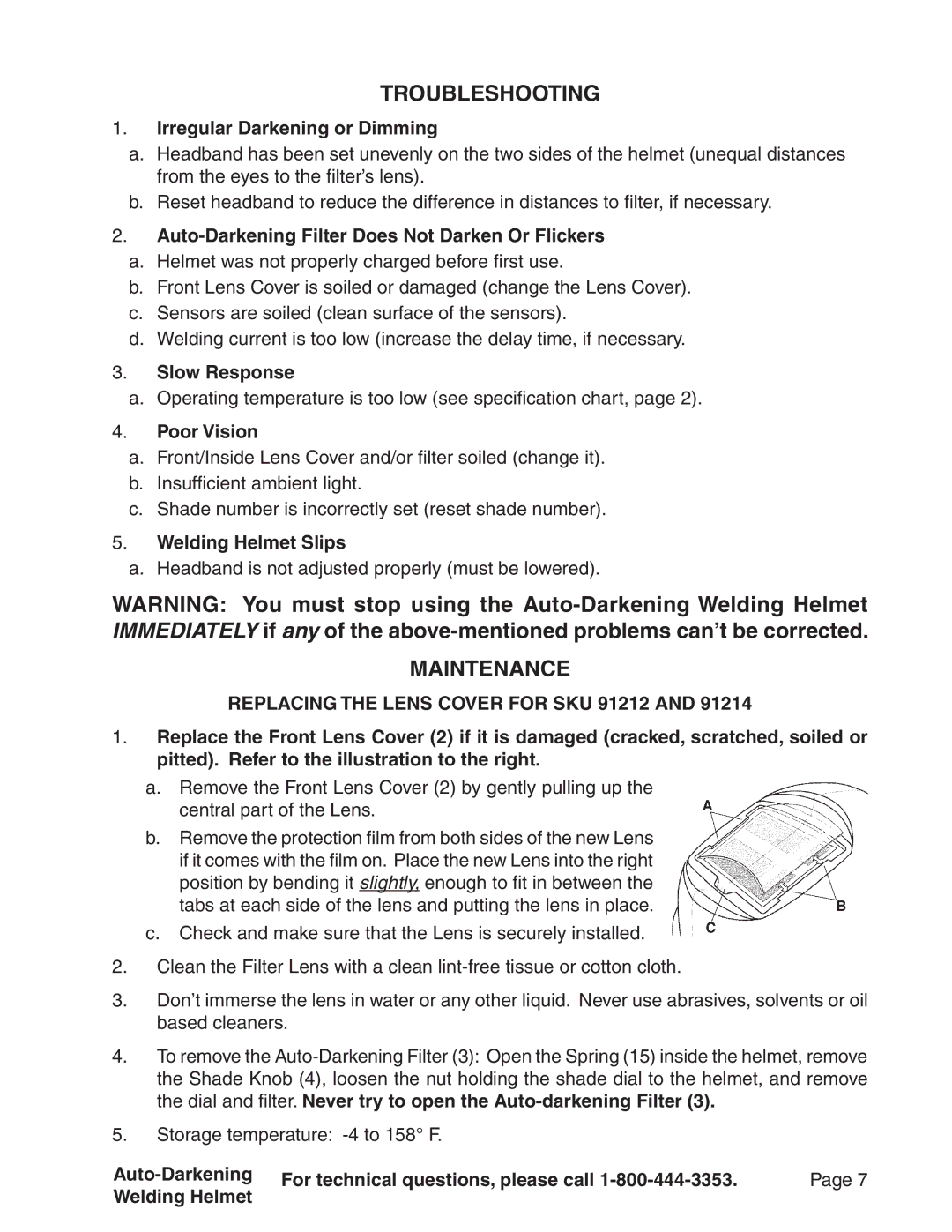 Chicago Electric 94337, 91214, 91212, 94336 operating instructions Troubleshooting, Maintenance 