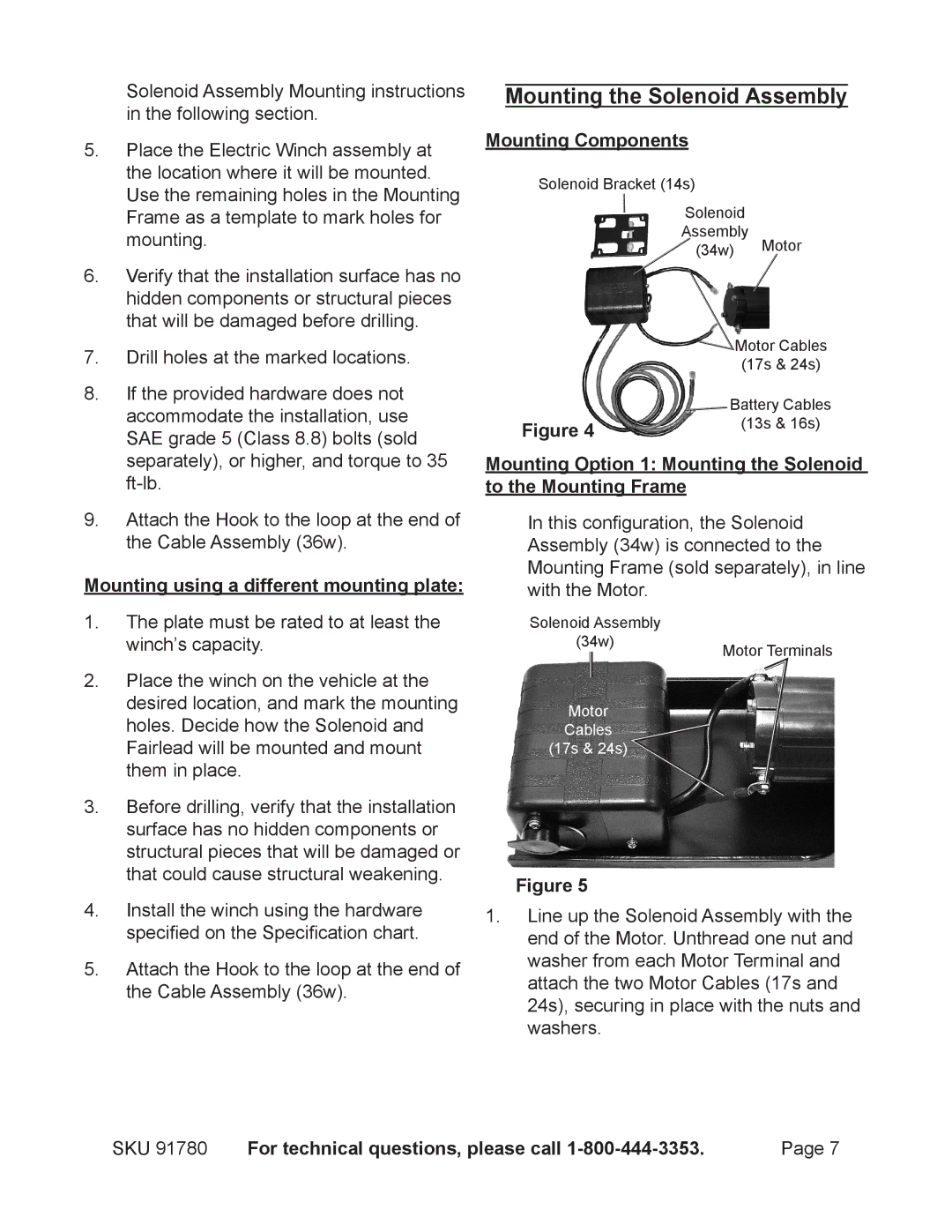 Chicago Electric 91780 Mounting the Solenoid Assembly, Mounting using a different mounting plate, Mounting Components 