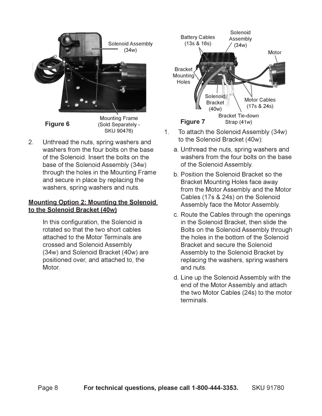 Chicago Electric 91780 operating instructions Solenoid Assembly 34w Mounting Frame 