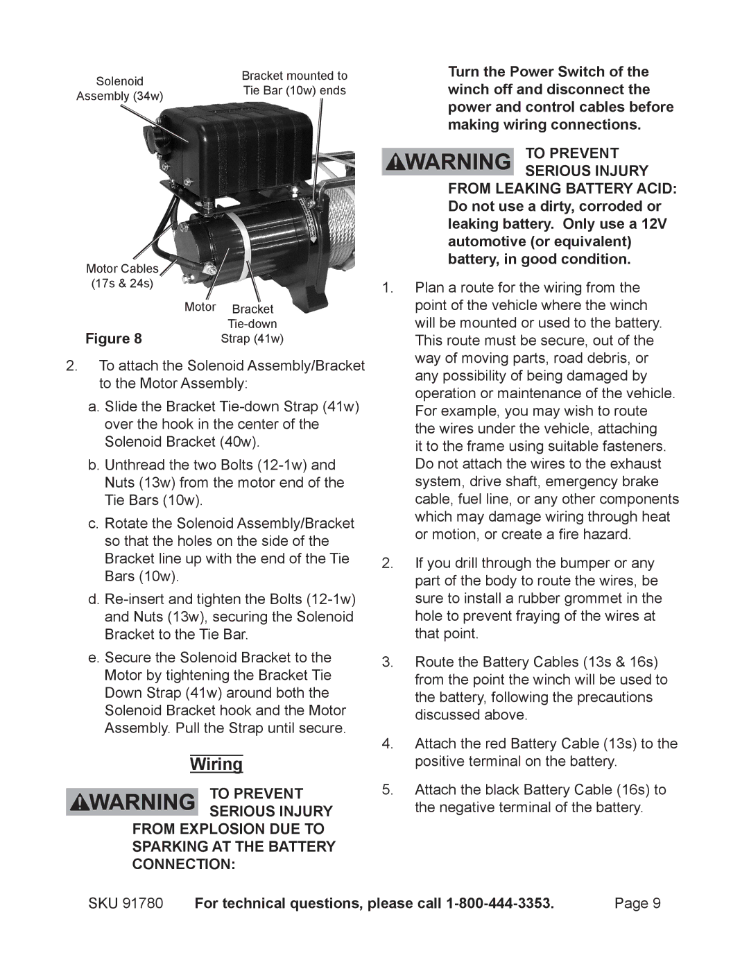 Chicago Electric 91780 operating instructions Wiring, To Prevent Serious Injury 