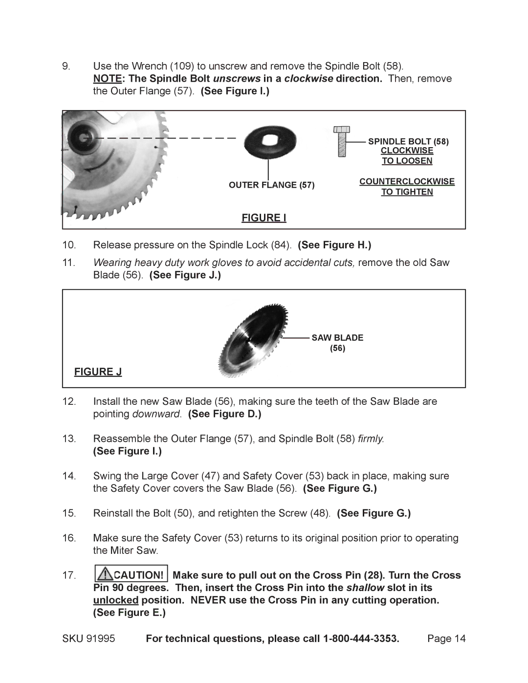 Chicago Electric 91995 operating instructions Figure J, See Figure 