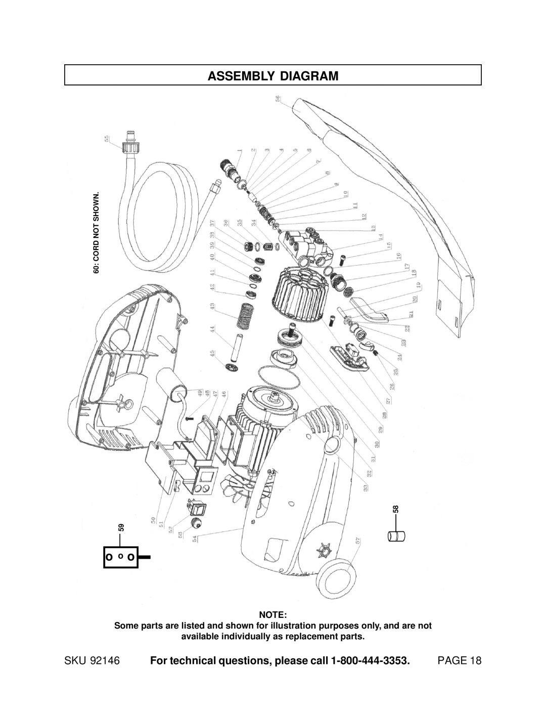 Chicago Electric 92146 manual Assembly Diagram 