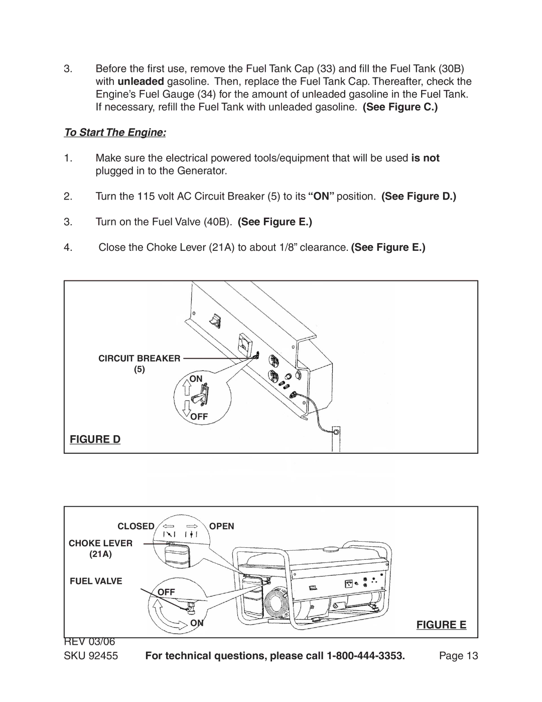 Chicago Electric 92455 manual Figure D, REV 03/06 SKU For technical questions, please call 