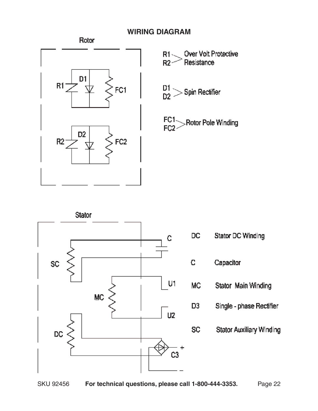 Chicago Electric 92456 operating instructions Wiring Diagram 