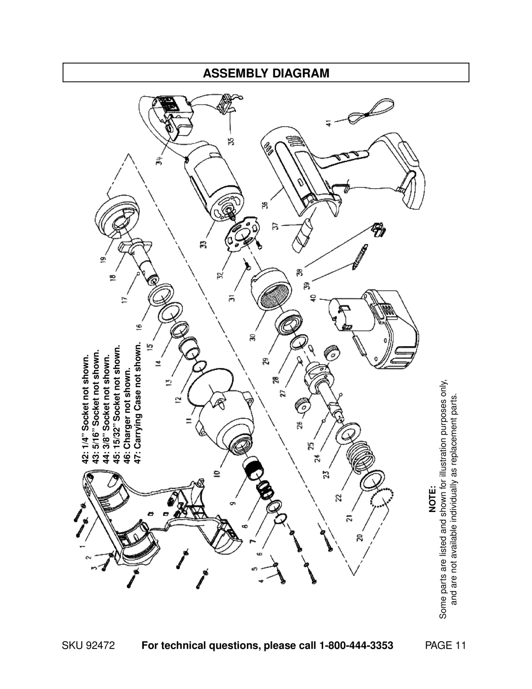 Chicago Electric 92472 operating instructions Assembly Diagram 