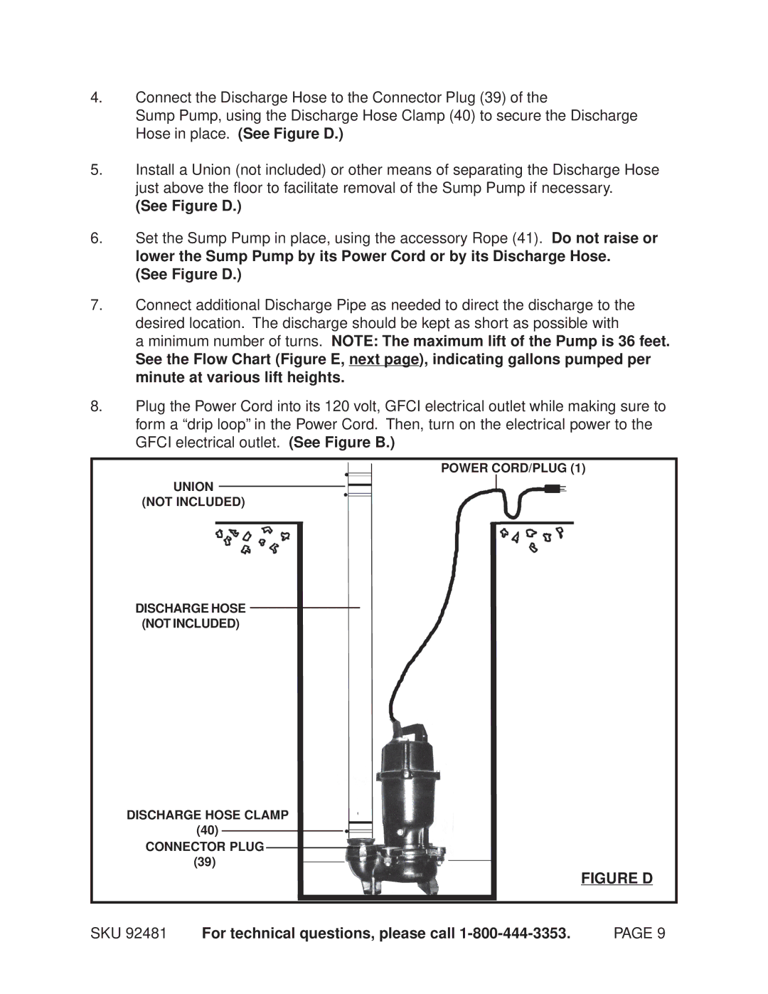 Chicago Electric 92481 manual See Figure D 