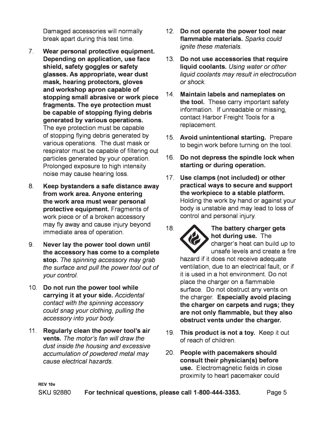 Chicago Electric 92880 operating instructions The battery charger gets 