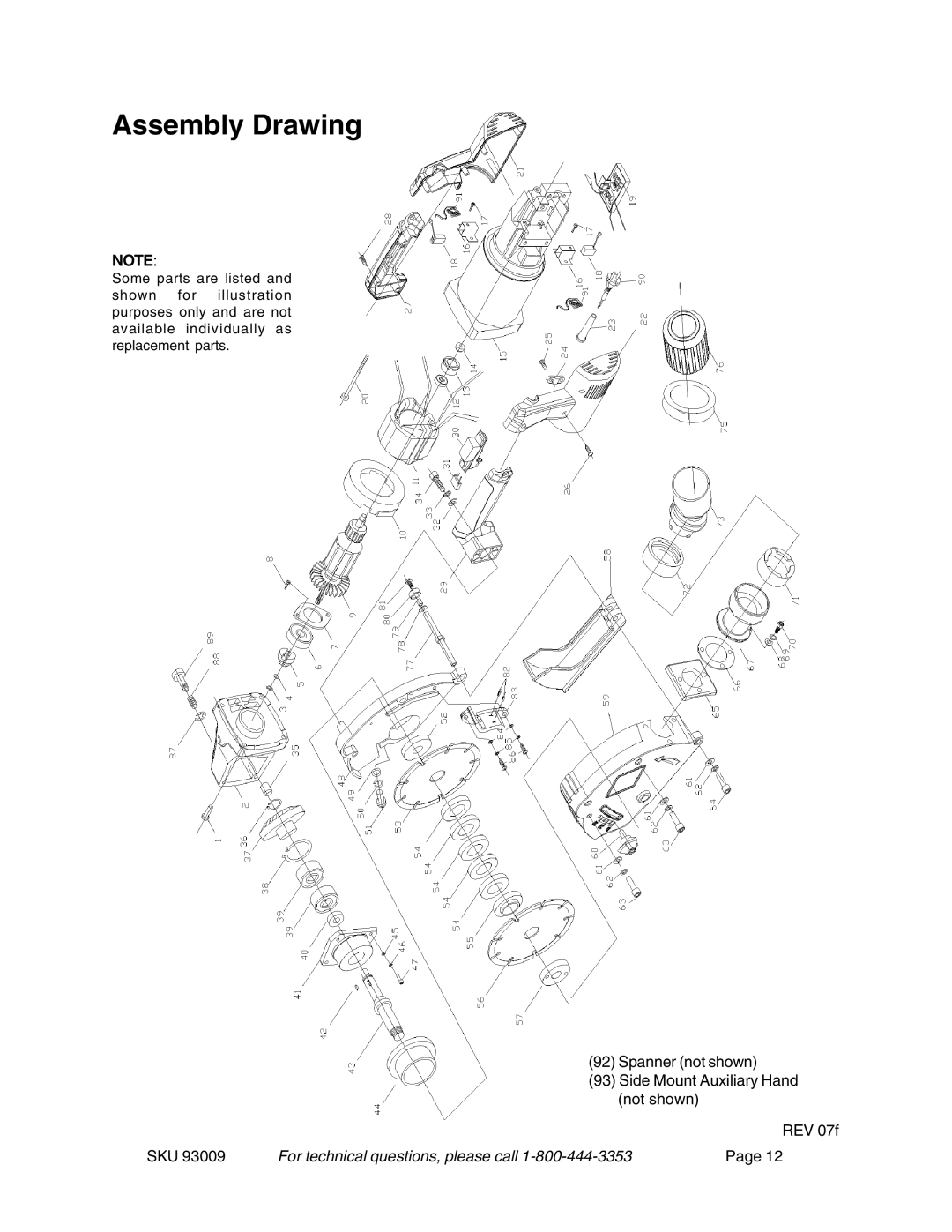 Chicago Electric 93009 operating instructions Assembly Drawing 