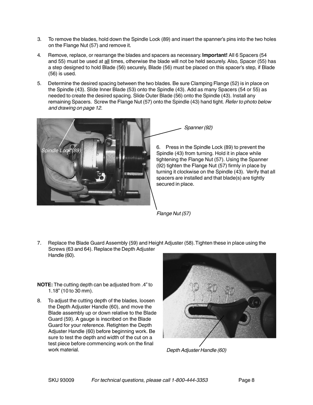 Chicago Electric 93009 operating instructions Spindle Lock 