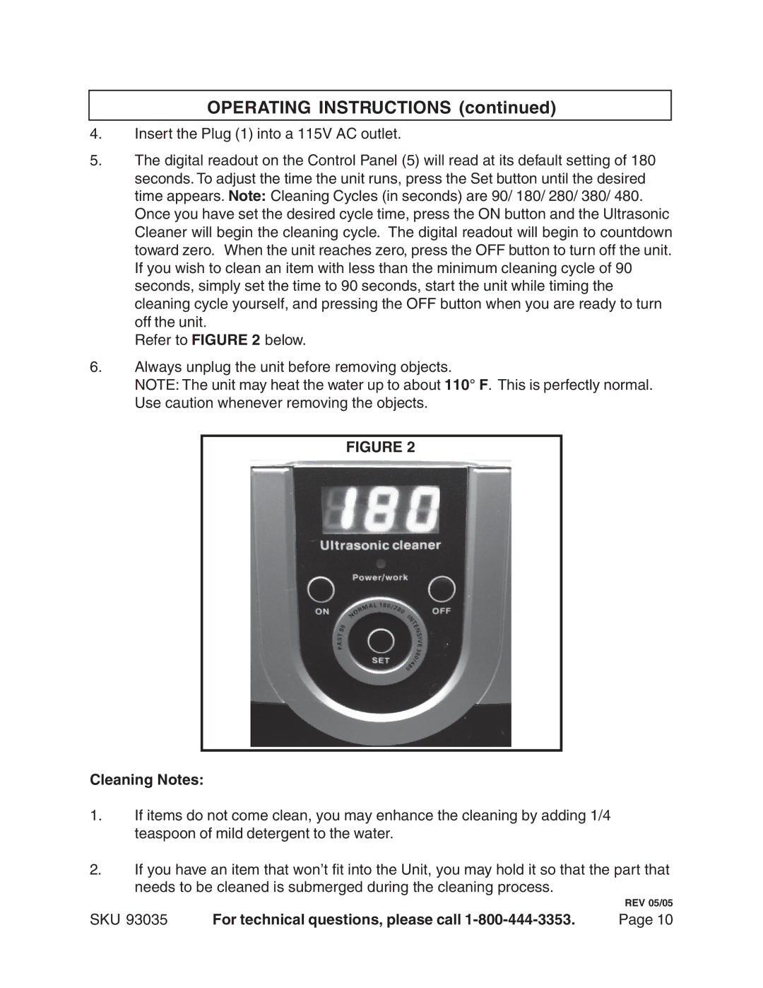 Chicago Electric 93035 manual Operating Instructions 