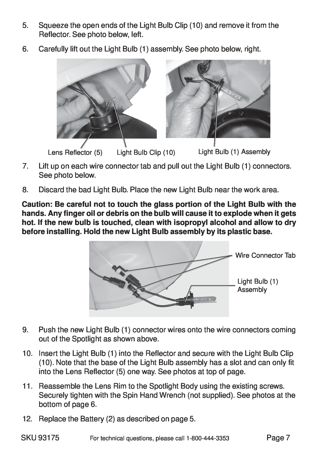 Chicago Electric 93175 operating instructions Replace the Battery 2 as described on page 
