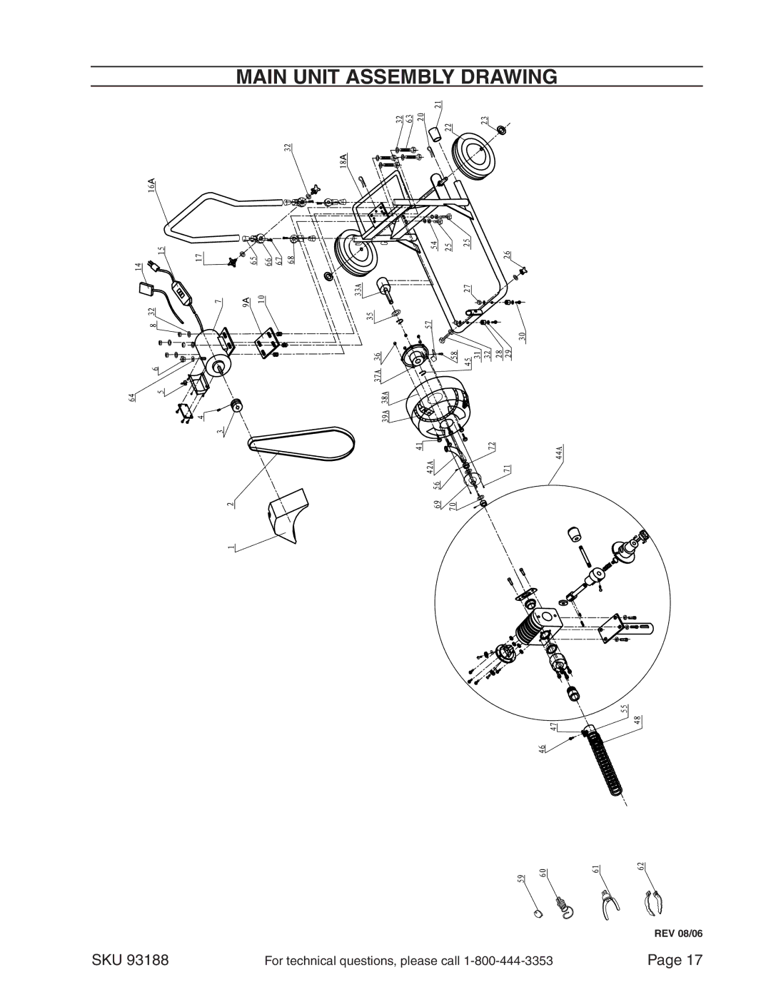 Chicago Electric 93188 manual Main Unit Assembly Drawing 