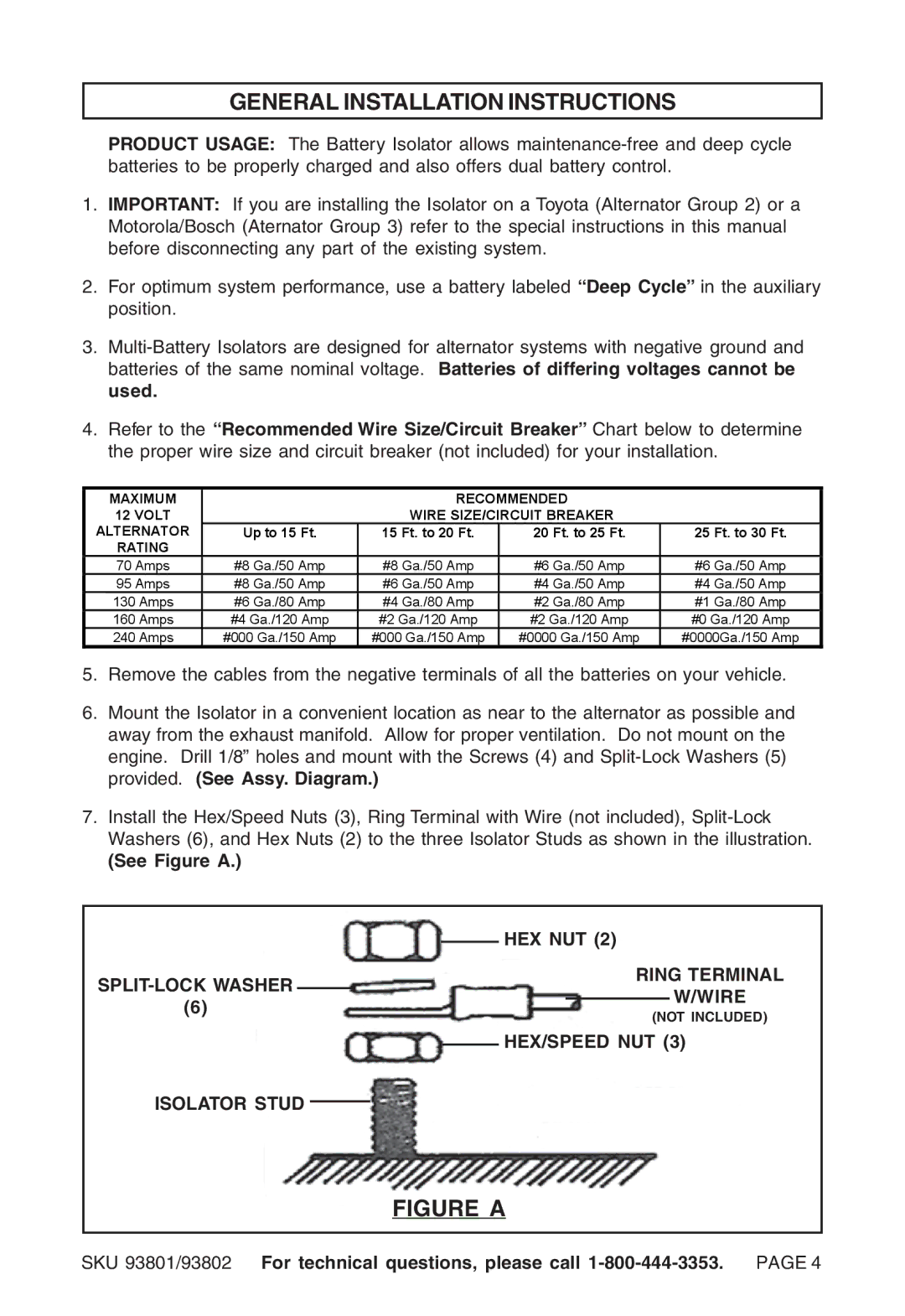 Chicago Electric 93802, 93801 instruction sheet General Installation Instructions, Figure a 