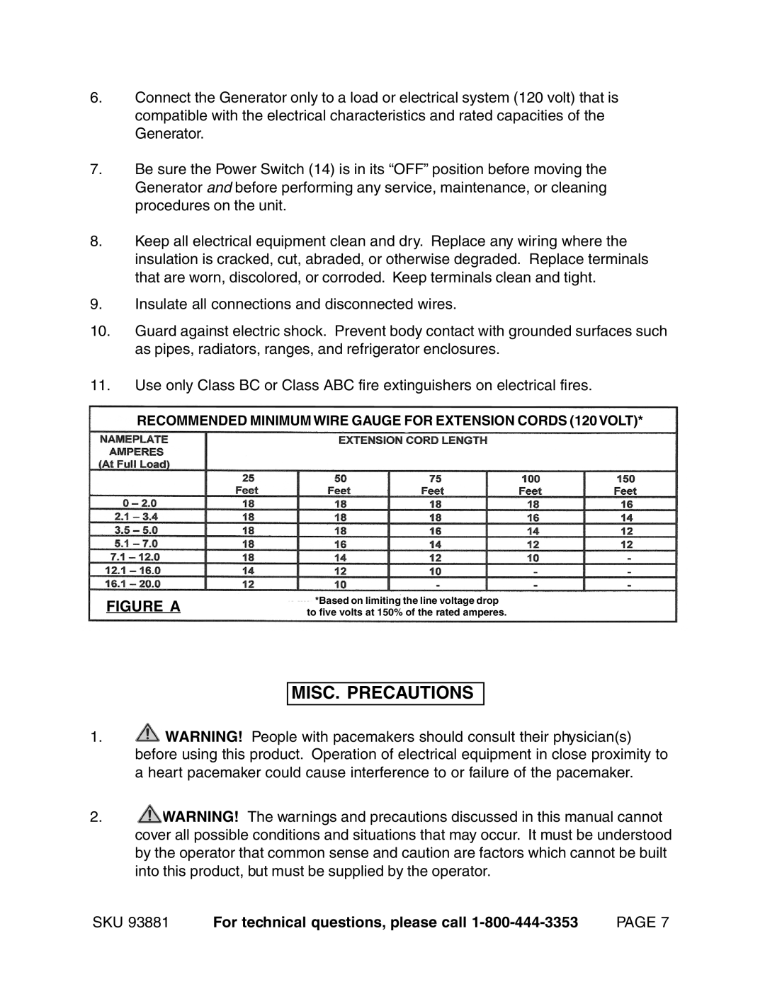 Chicago Electric 93881 operating instructions MISC. Precautions, Figure a 