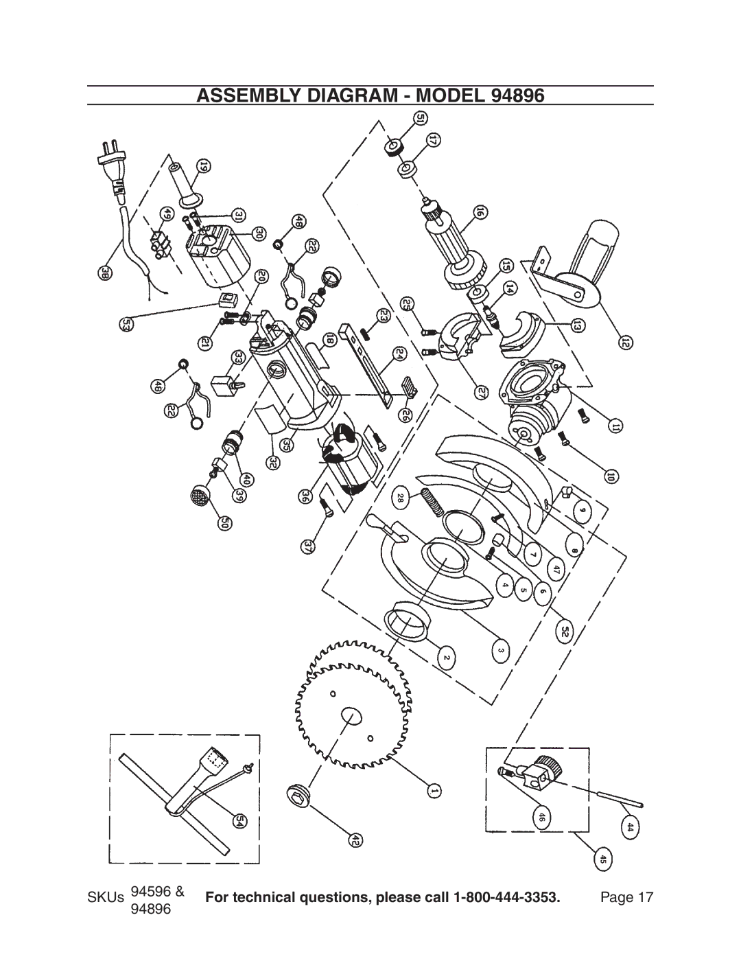 Chicago Electric 94596 manual Assembly Diagram Model 