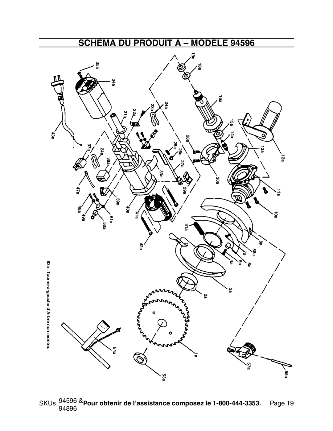 Chicago Electric 94596 manual Schéma DU Produit a Modèle 