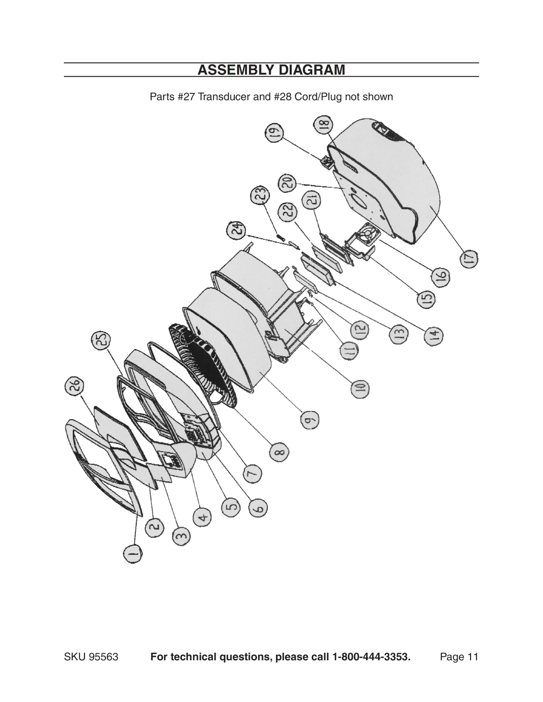 Chicago Electric 95563 manual Assembly diagram 