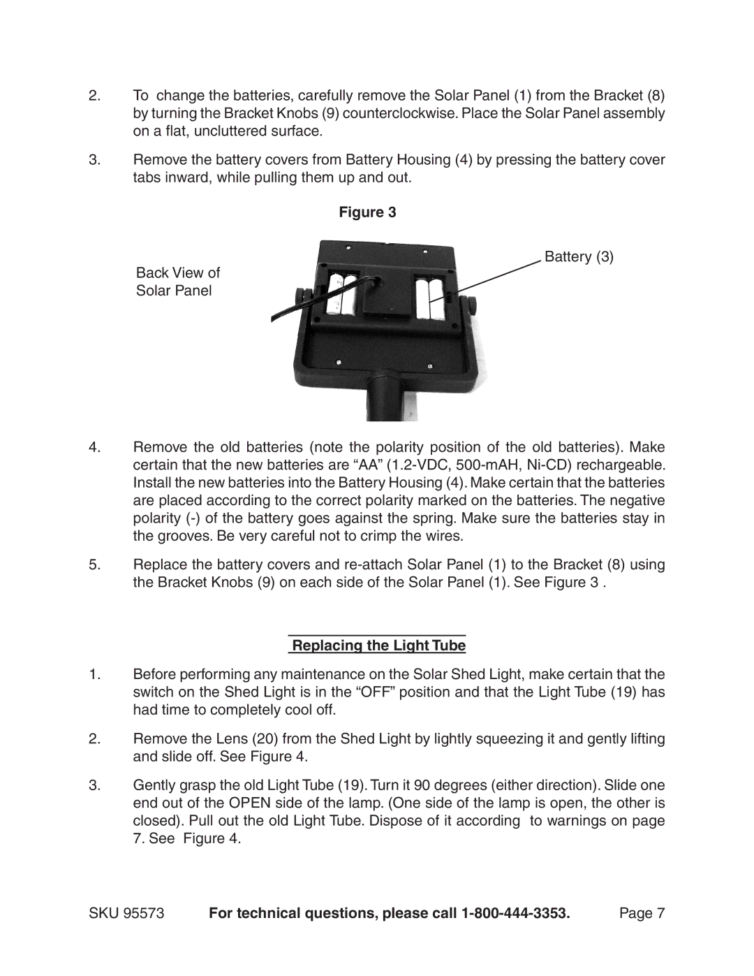 Chicago Electric 95573 manual Replacing the Light Tube 