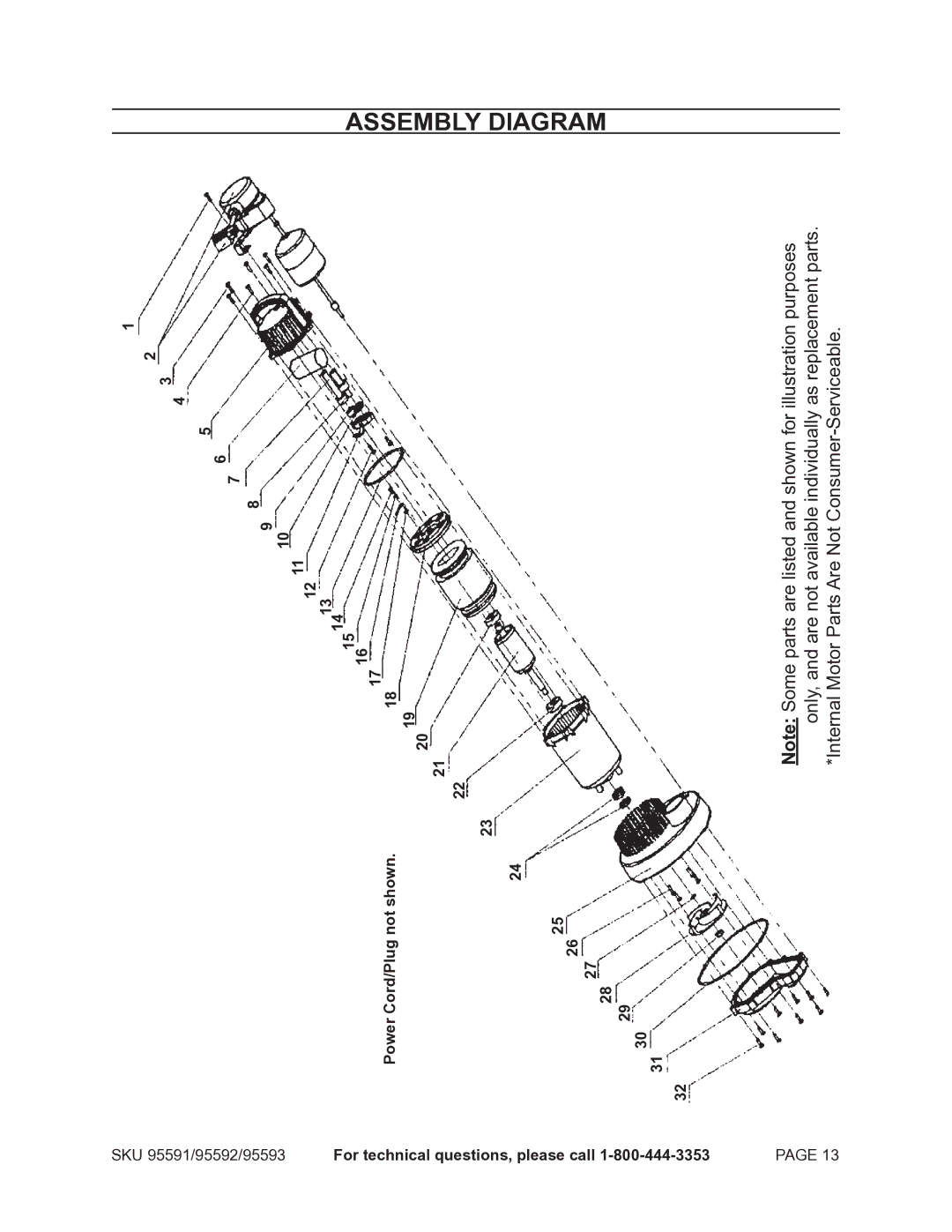 Chicago Electric 95591-.75 HP operating instructions Diagram 