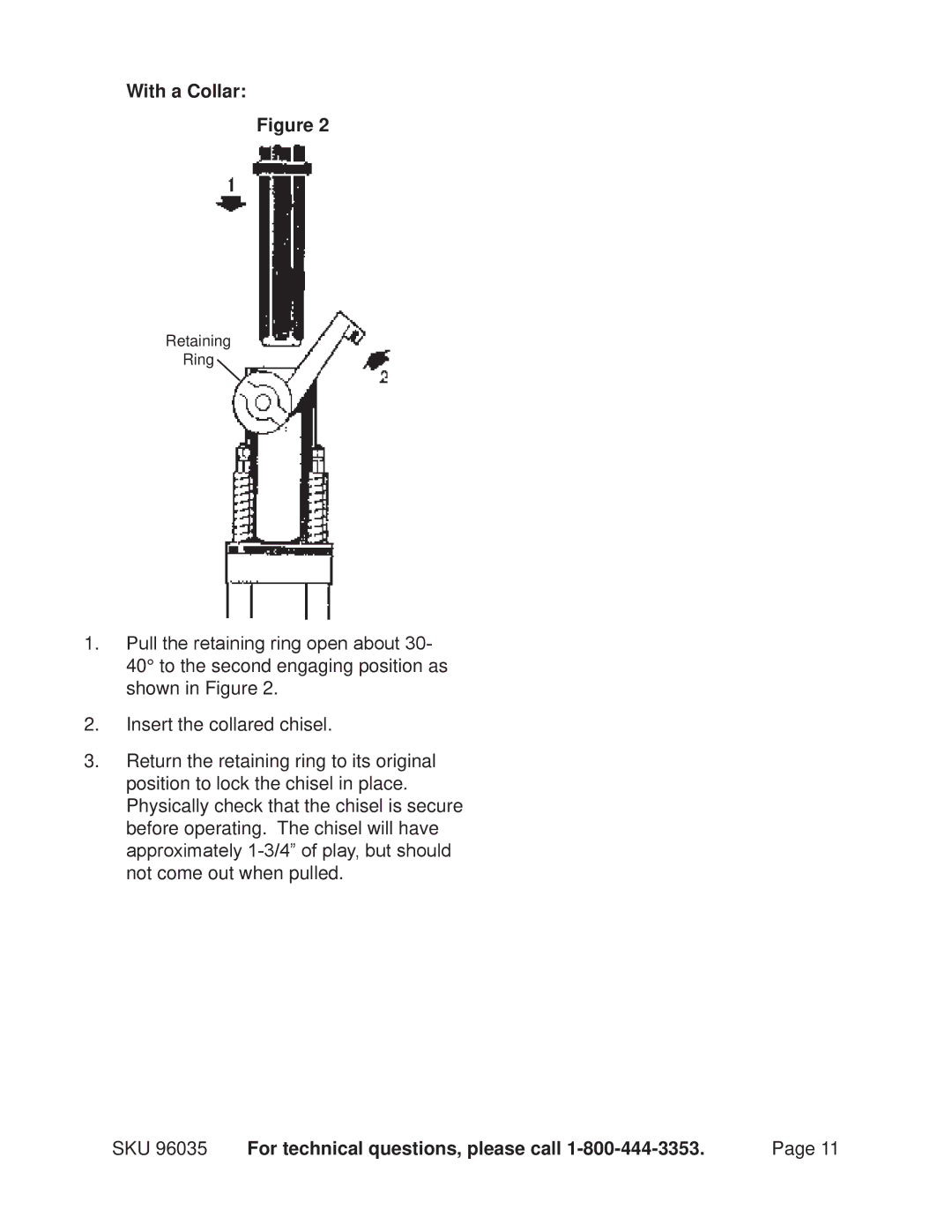 Chicago Electric 96035 operating instructions With a Collar, SKU For technical questions, please call 