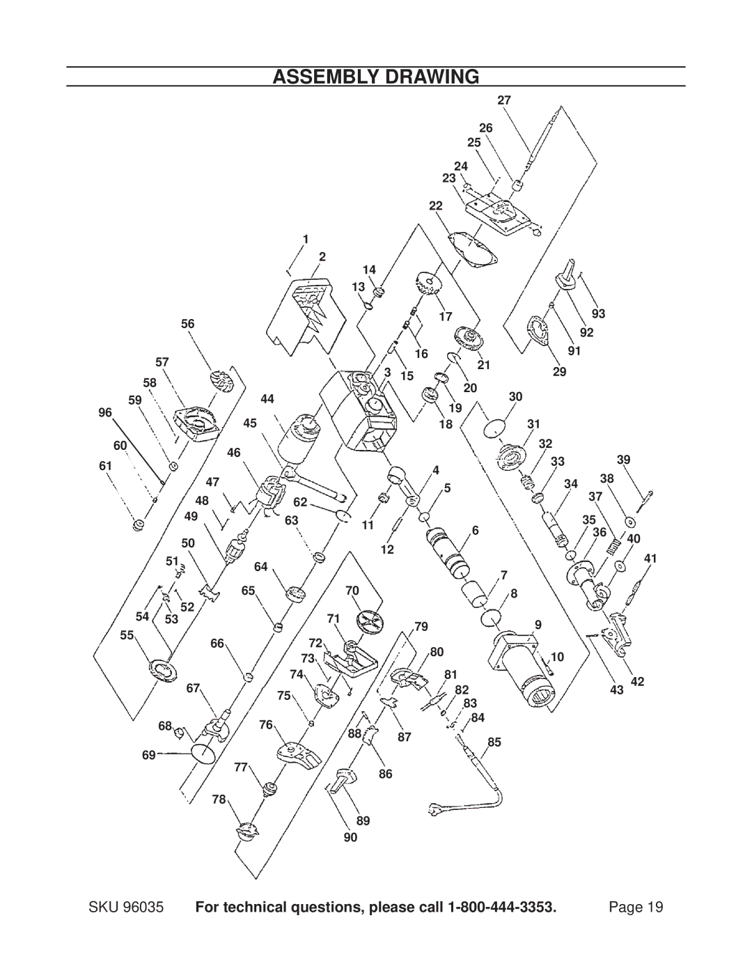 Chicago Electric 96035 operating instructions Assembly Drawing 