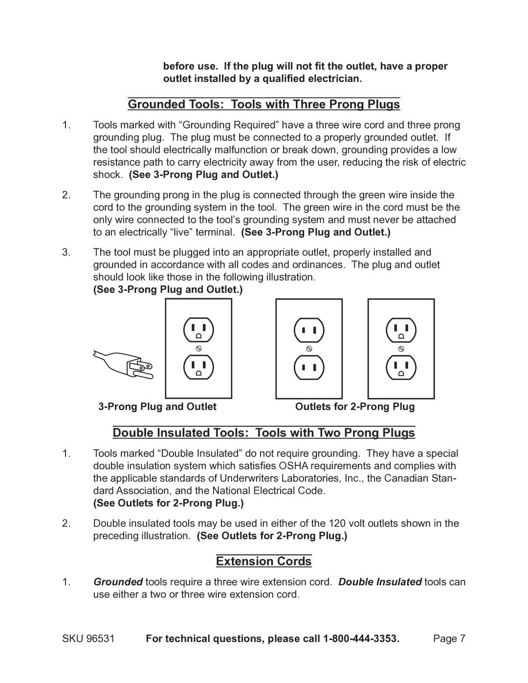 Chicago Electric 96531 Grounded Tools Tools with Three Prong Plugs, Double Insulated Tools Tools with Two Prong Plugs 