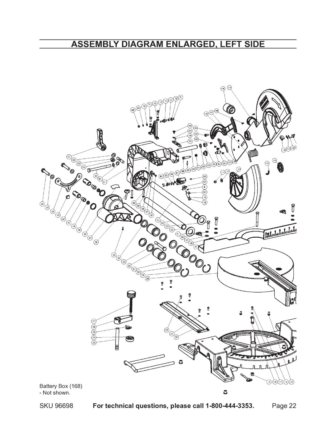 Chicago Electric 96698 operating instructions Assembly Diagram Enlarged, Left Side 