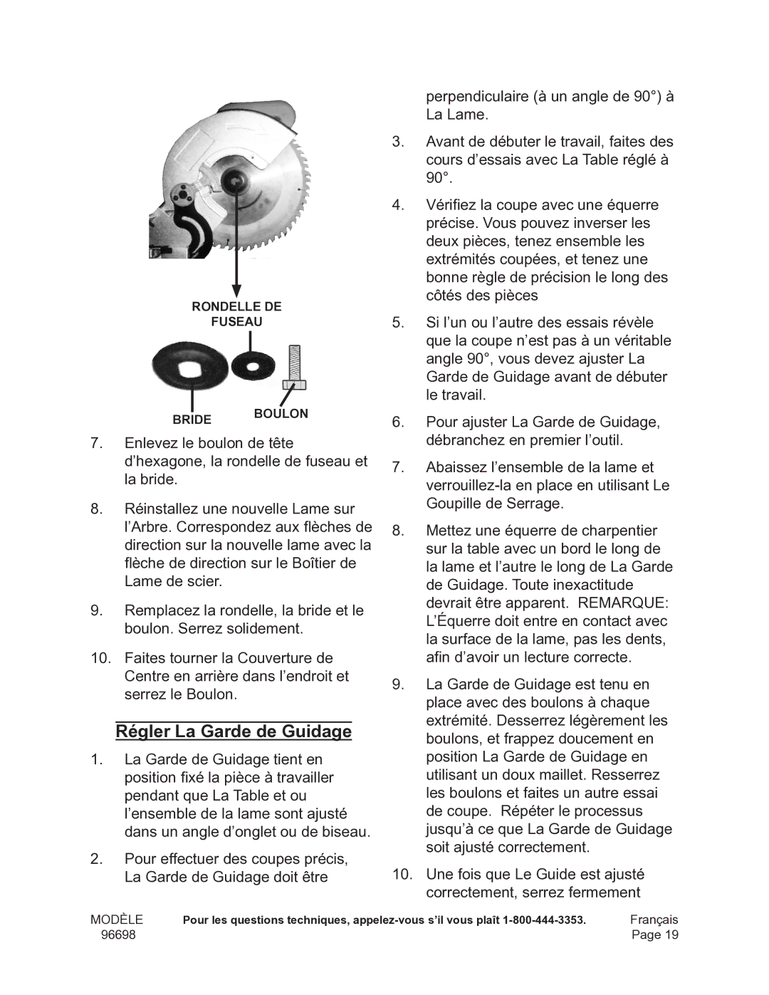 Chicago Electric 96698 operating instructions Régler La Garde de Guidage 