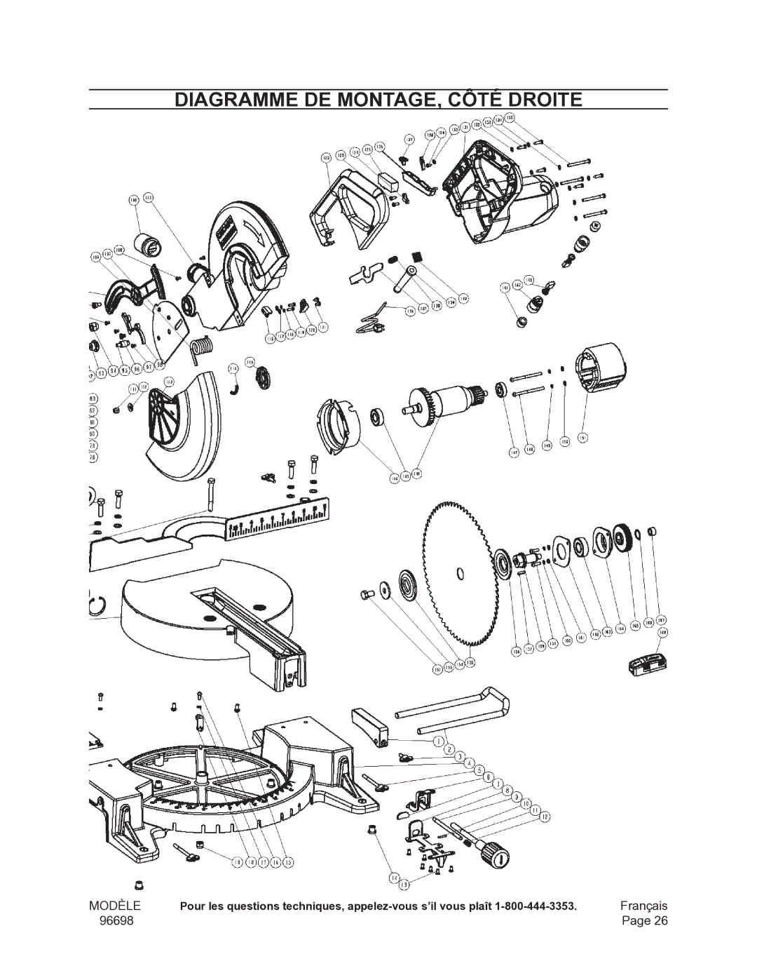 Chicago Electric 96698 operating instructions Diagramme DE MONTAGE, Côté Droite 