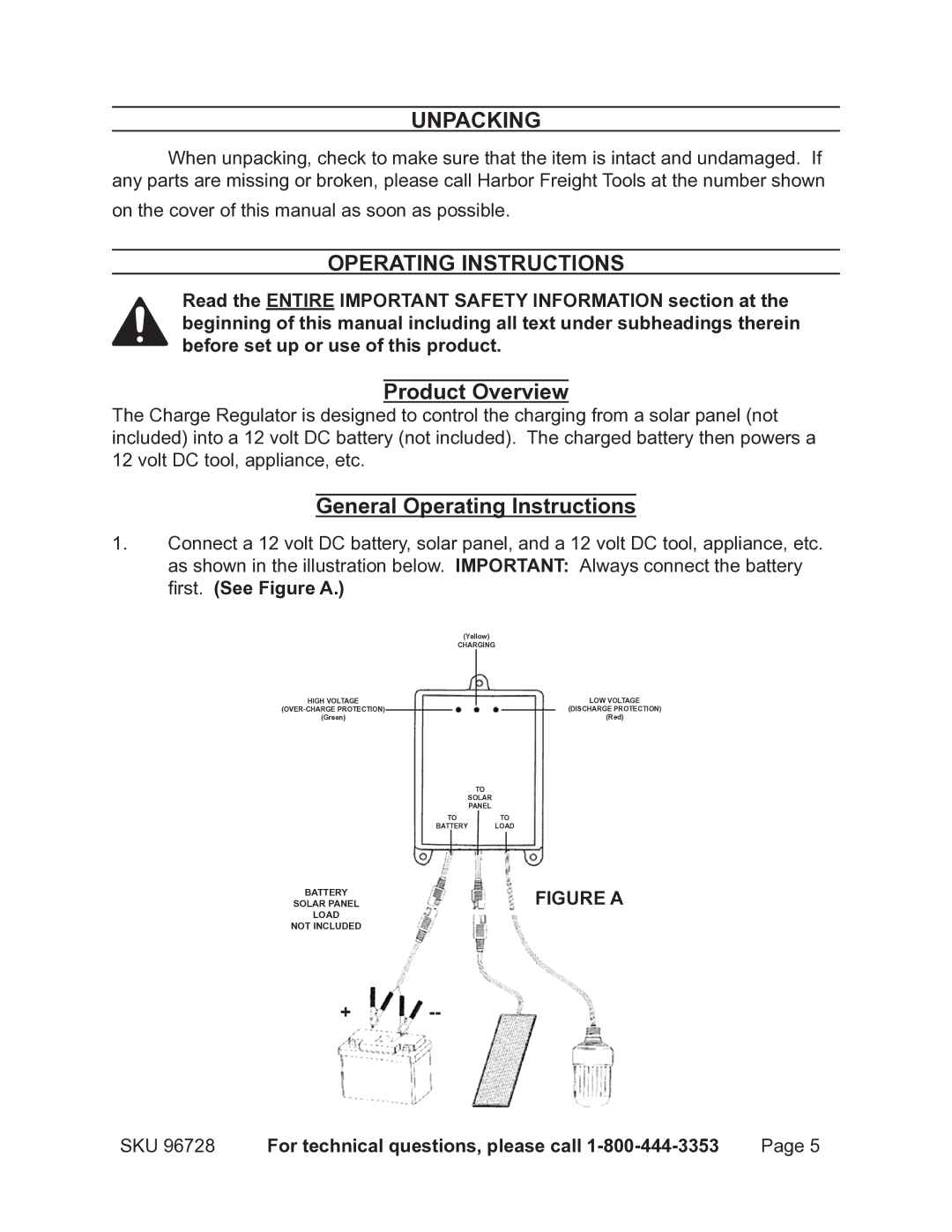 Chicago Electric 96728 operating instructions Unpacking, Product Overview, General Operating Instructions 