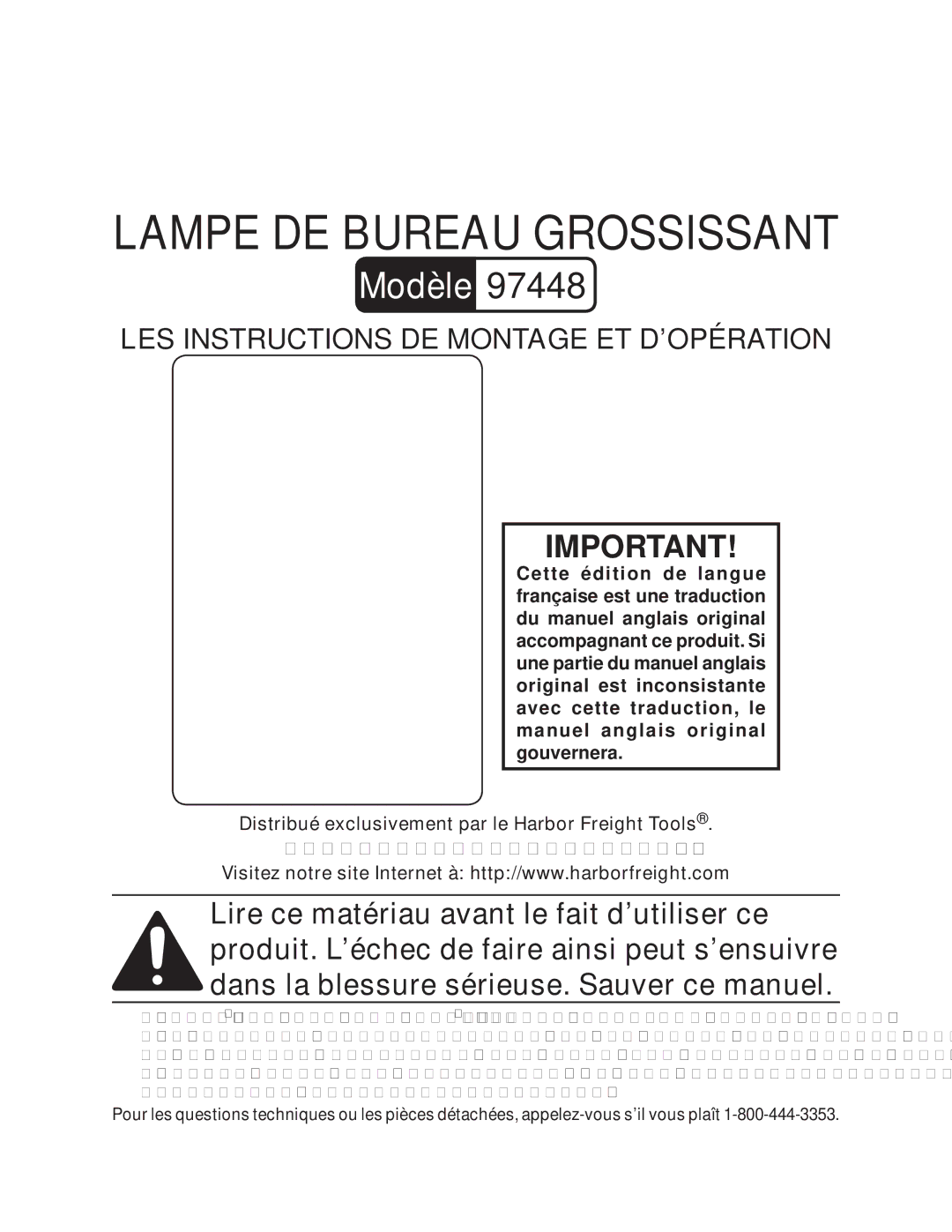 Chicago Electric 97448 manual Lampe DE Bureau Grossissant 