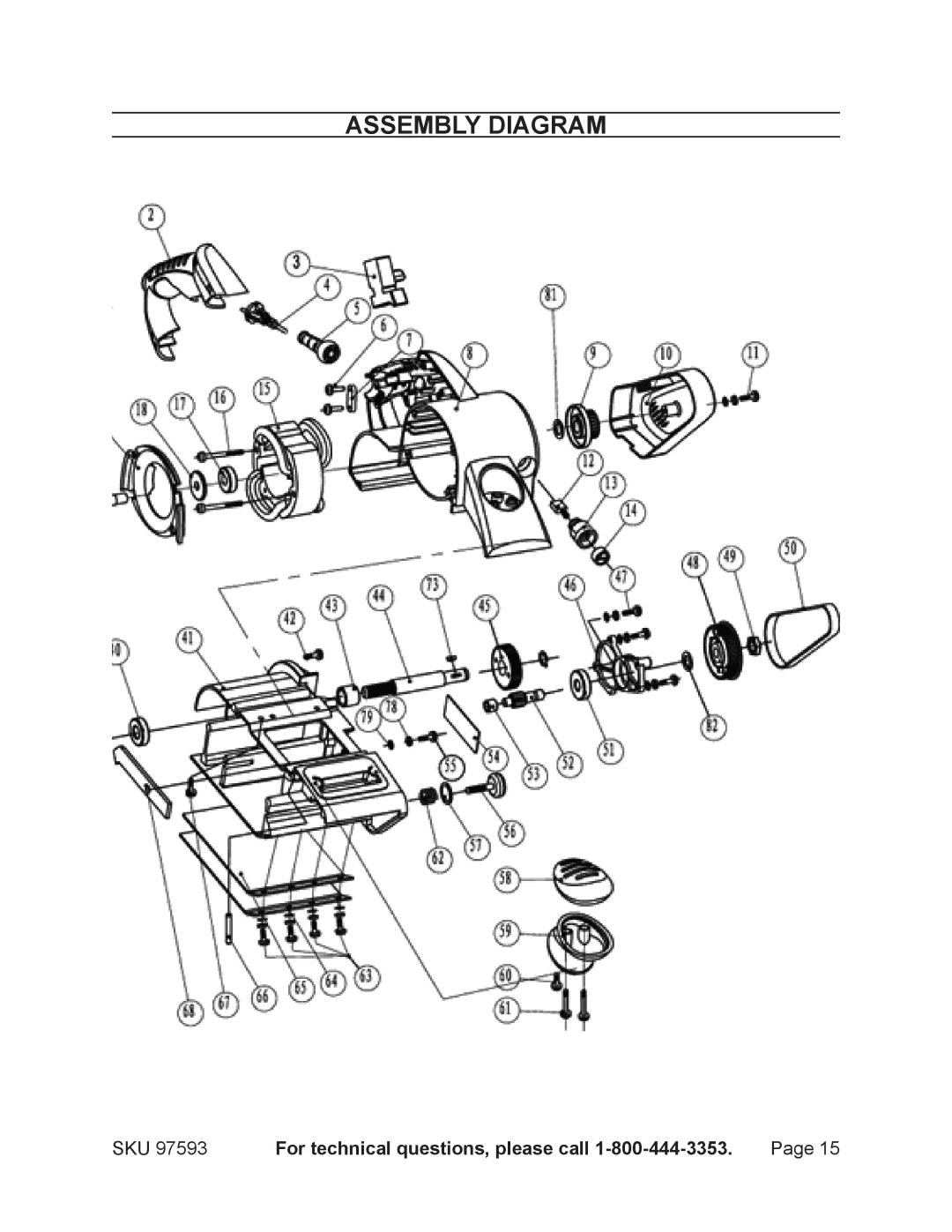 Chicago Electric 97593 operating instructions Assembly diagram 