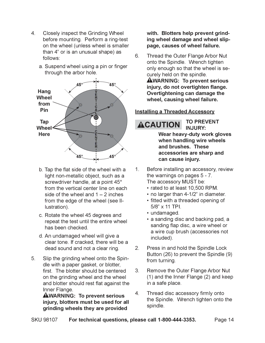 Chicago Electric 98107 operating instructions Wheel From, Wheel Here 