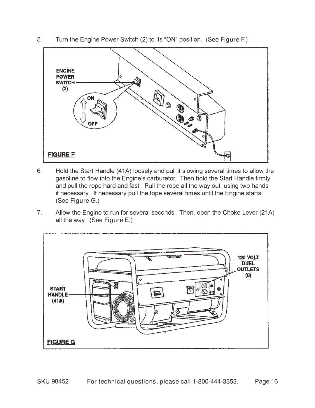 Chicago Electric 98452 operating instructions See Figure G 