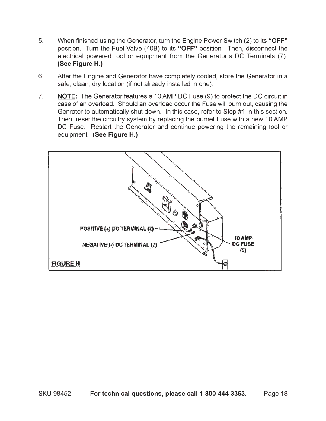 Chicago Electric 98452 operating instructions See Figure H 