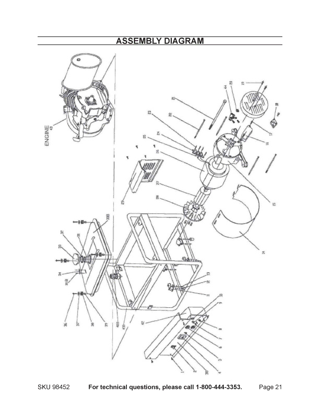 Chicago Electric 98452 operating instructions Assembly Diagram 