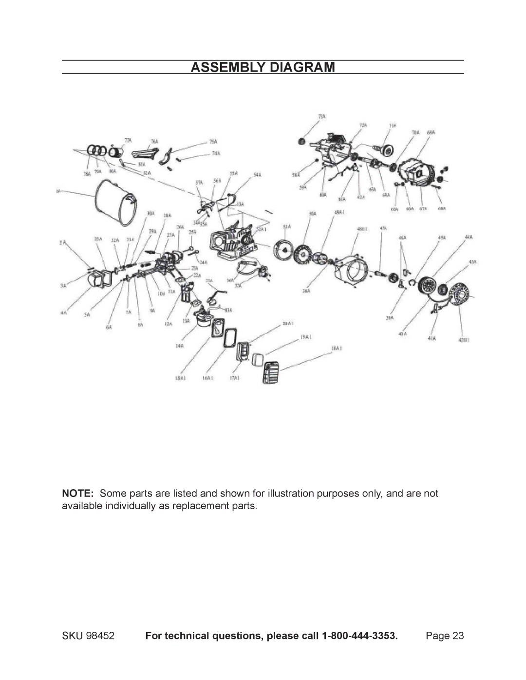 Chicago Electric 98452 operating instructions Assembly Diagram 