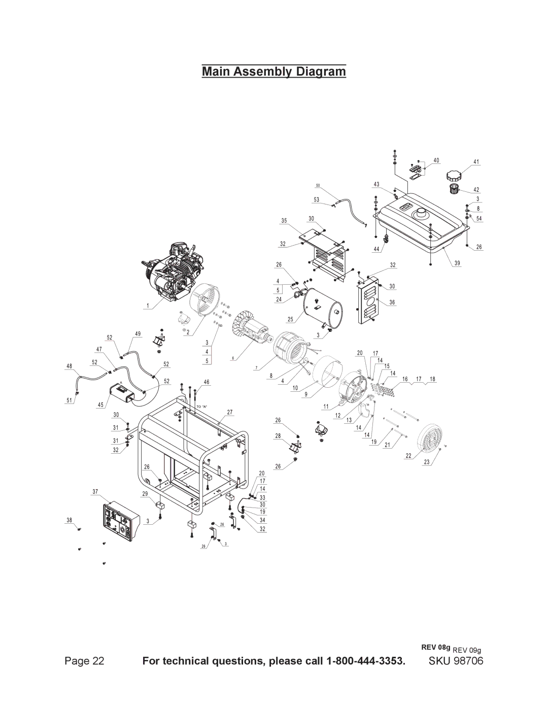 Chicago Electric 98706 manual Main Assembly Diagram 